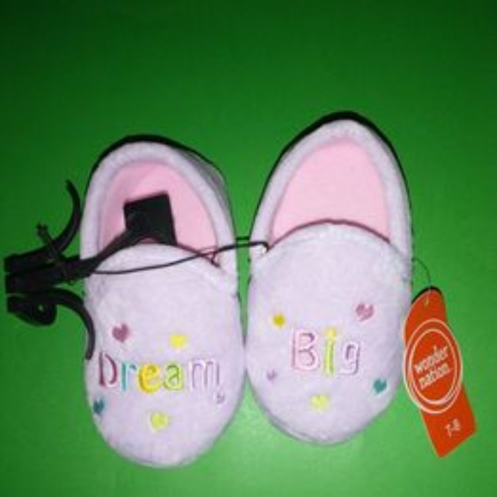 Wonder Nation baby Toddler girl slipper shoes light purple Dream Big, size 7-8